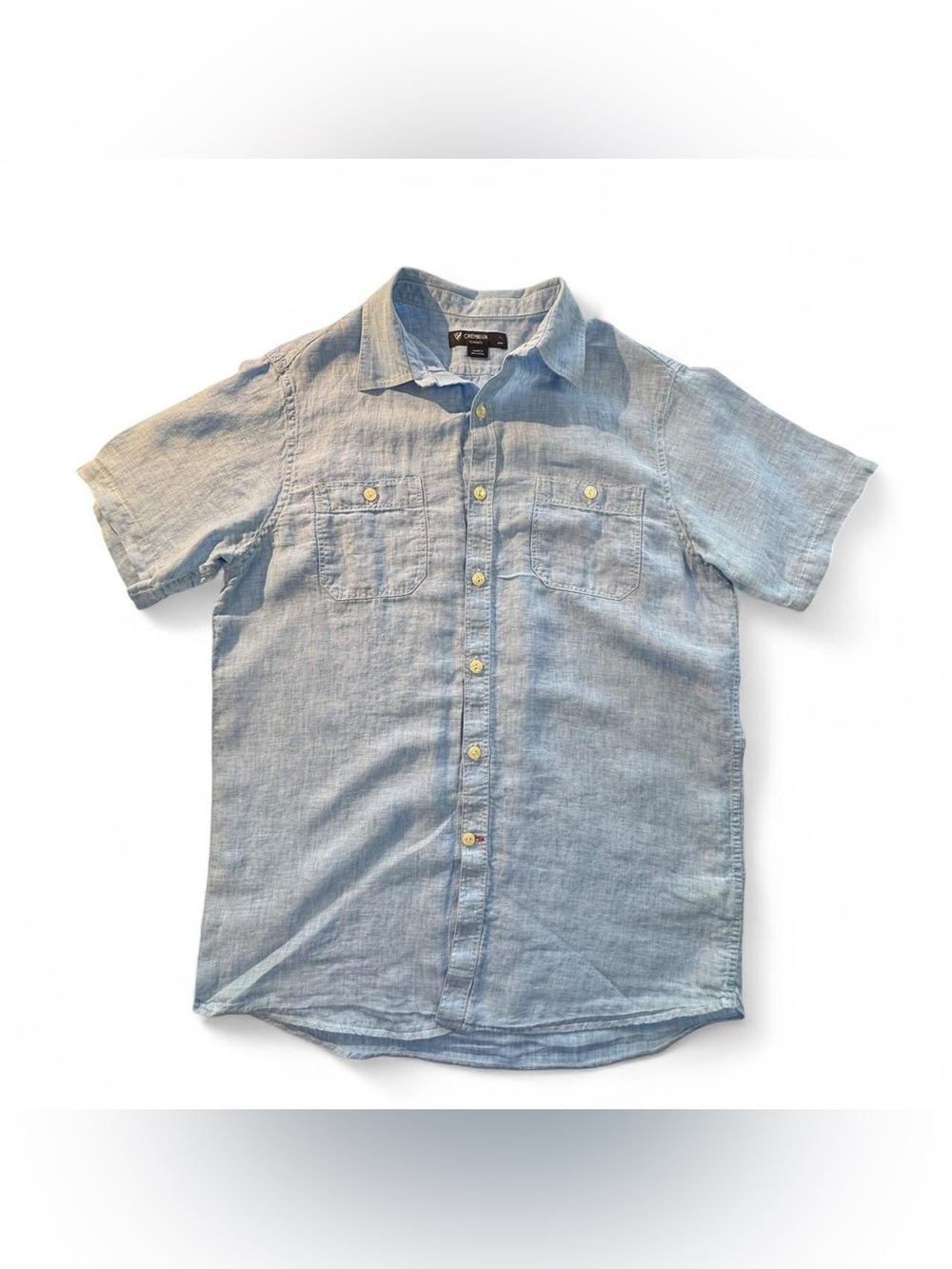 Cremieux Classics Men's Linen Button-Down Shirt Med Light Blue Resort Preppy